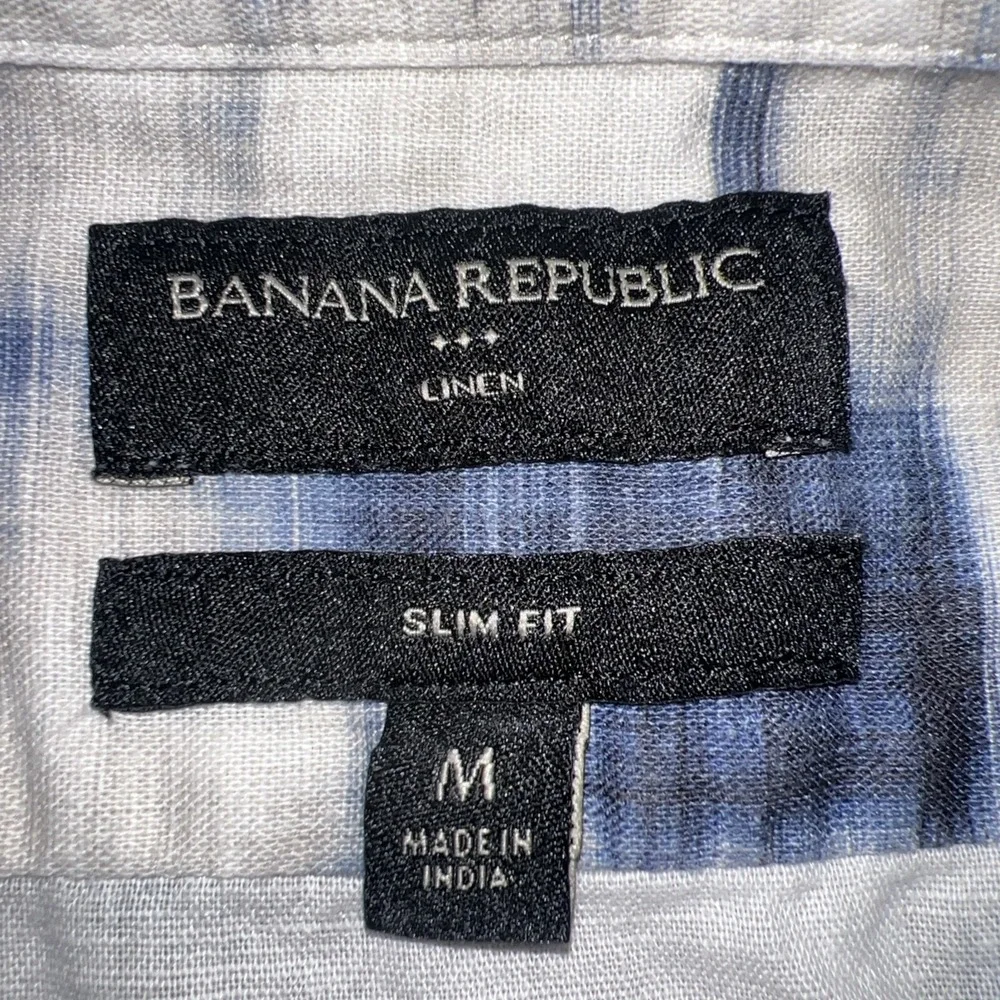 Banana Republic Linen Blend Shirt Men's Sz M Tie Dye Slim Short Sleeve Button Up